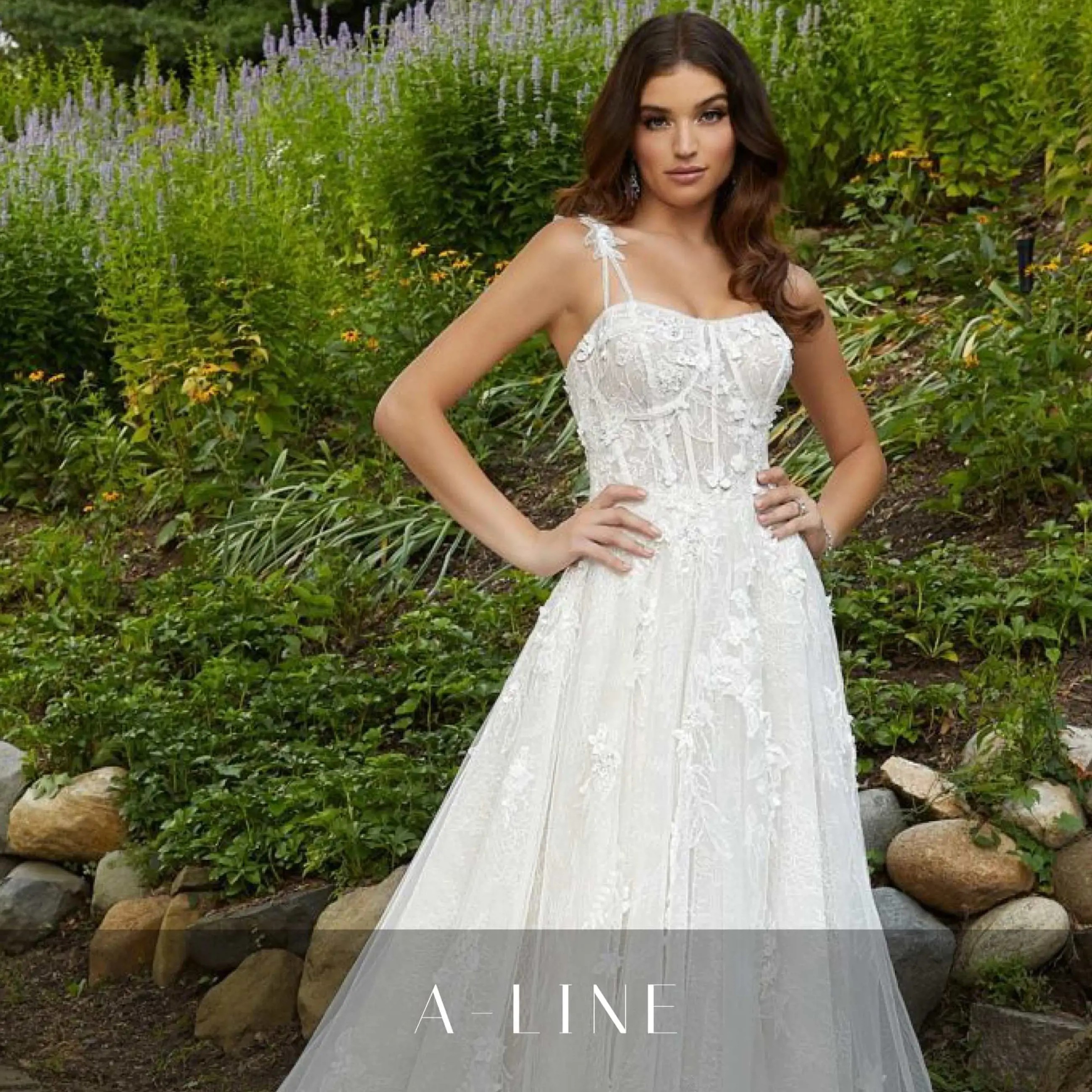 Model wearing a gown by A-Line
