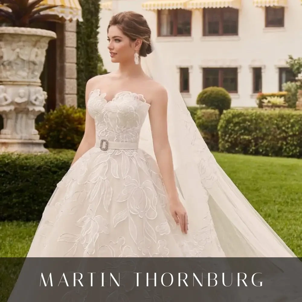 Model wearing a gown by Martin Thornburg