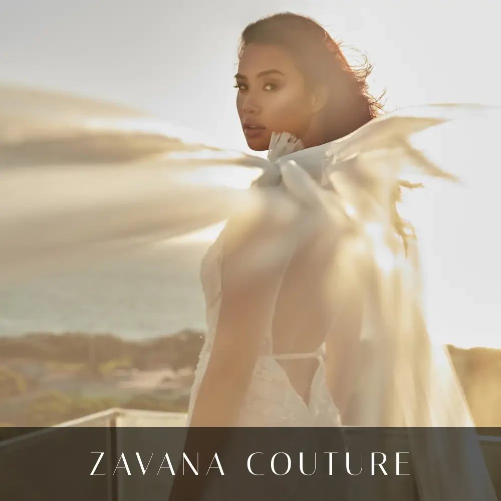 Model wearing a gown by Zavana Couture