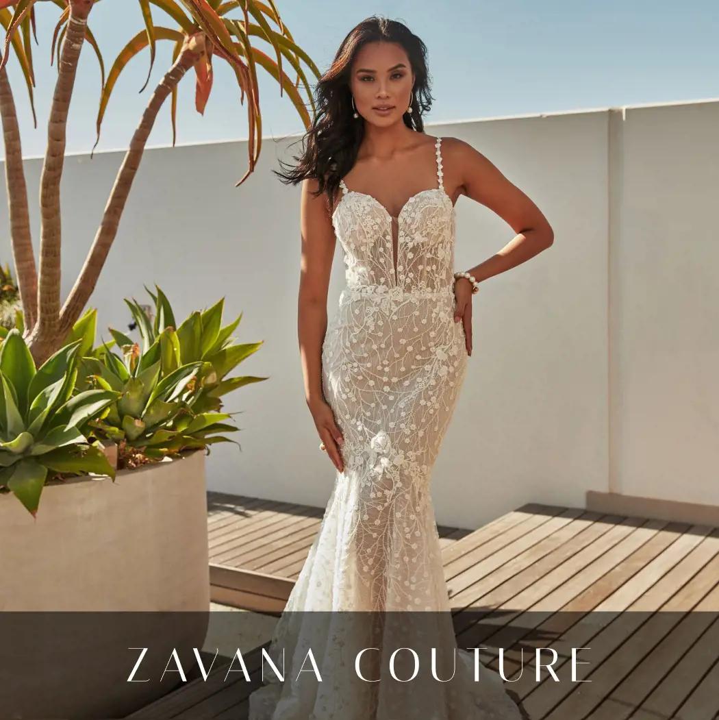 Model wearing a gown by Zavana Couture