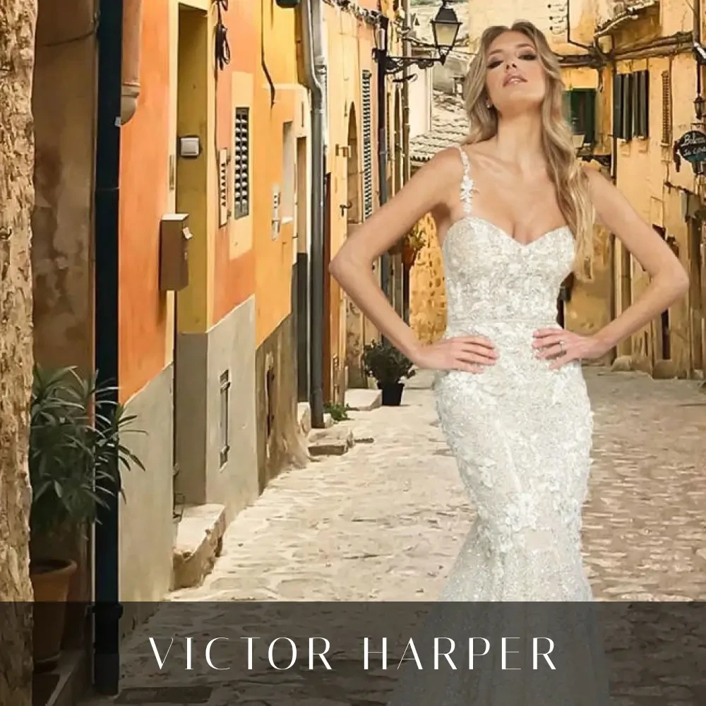 Model wearing a gown by Victor Harper