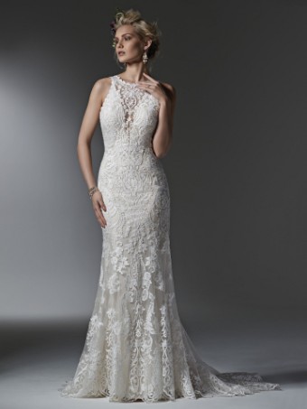 Sottero and Midgley Style #Winifred Halter Lace Sheath Wedding Dress with Deep V Back #0 default thumbnail
