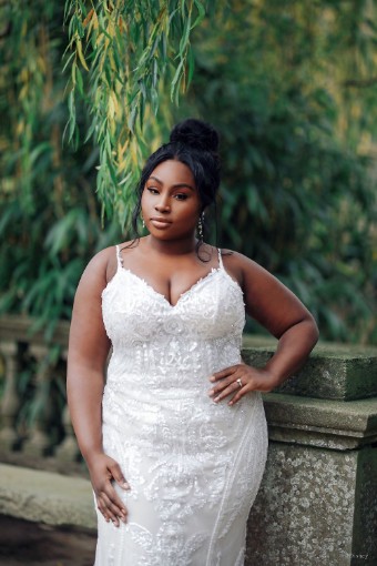 Disney Fairy Tale Weddings Style #D288  Tiana - Spaghetti Strap V-neck Sheath Wedding Dress covered in Beaded Lace and Sequins #8 thumbnail