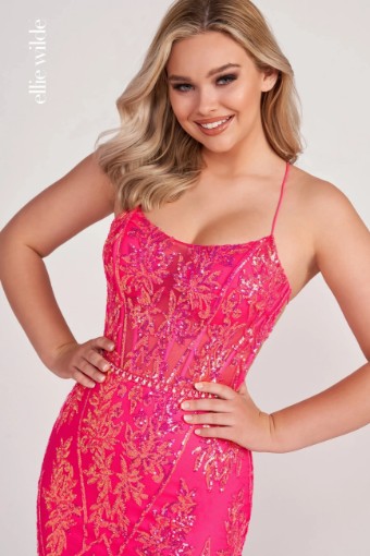 Ellie Wilde Style #EW34023 #8 Peach/Champagne thumbnail